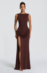 Bruna Maxi Dress - Plum Brown