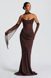 Liora Maxi Dress - Plum Brown