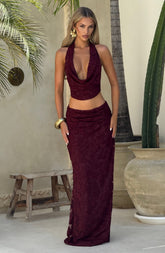 Myra Maxi Skirt - Cherry Lacquer