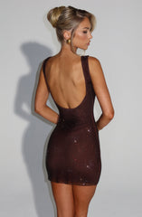 Petra Mini Dress - Plum Brown