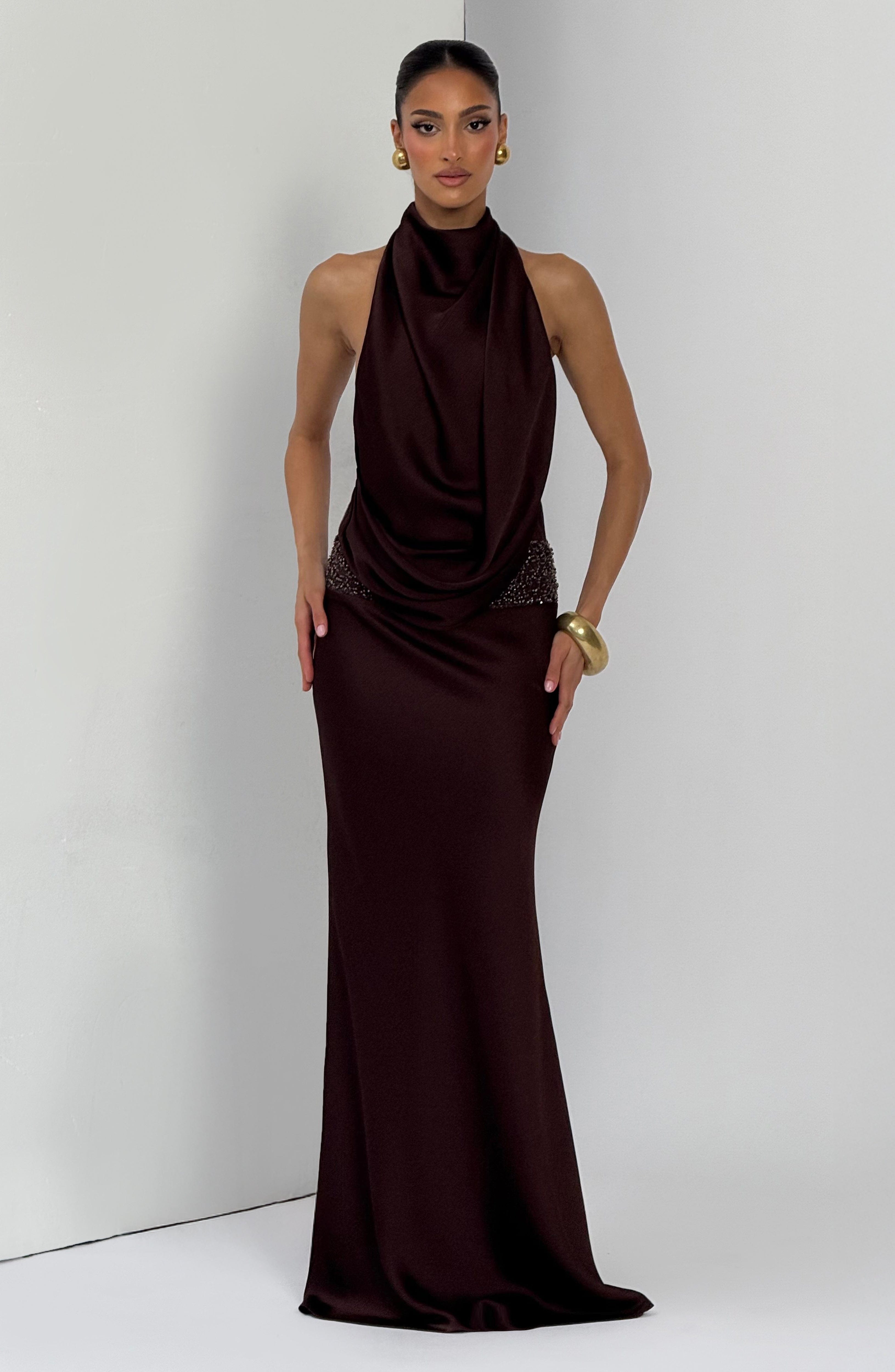 Armelle Maxi Dress - Plum Brown
