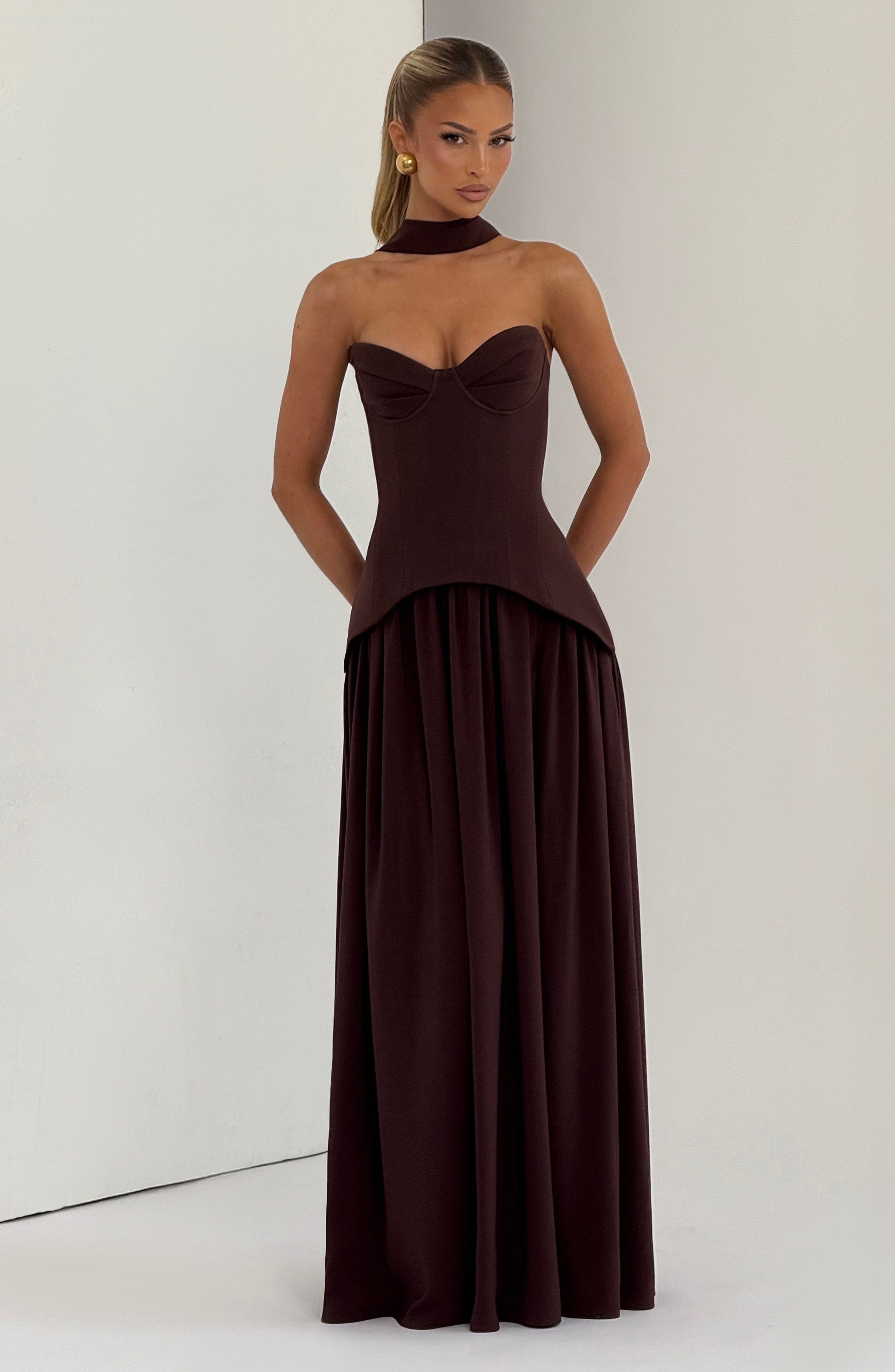 Vietta Maxi Dress - Plum Brown